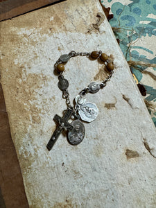 Antique French Rosary Piece with Small Medals - RO8A