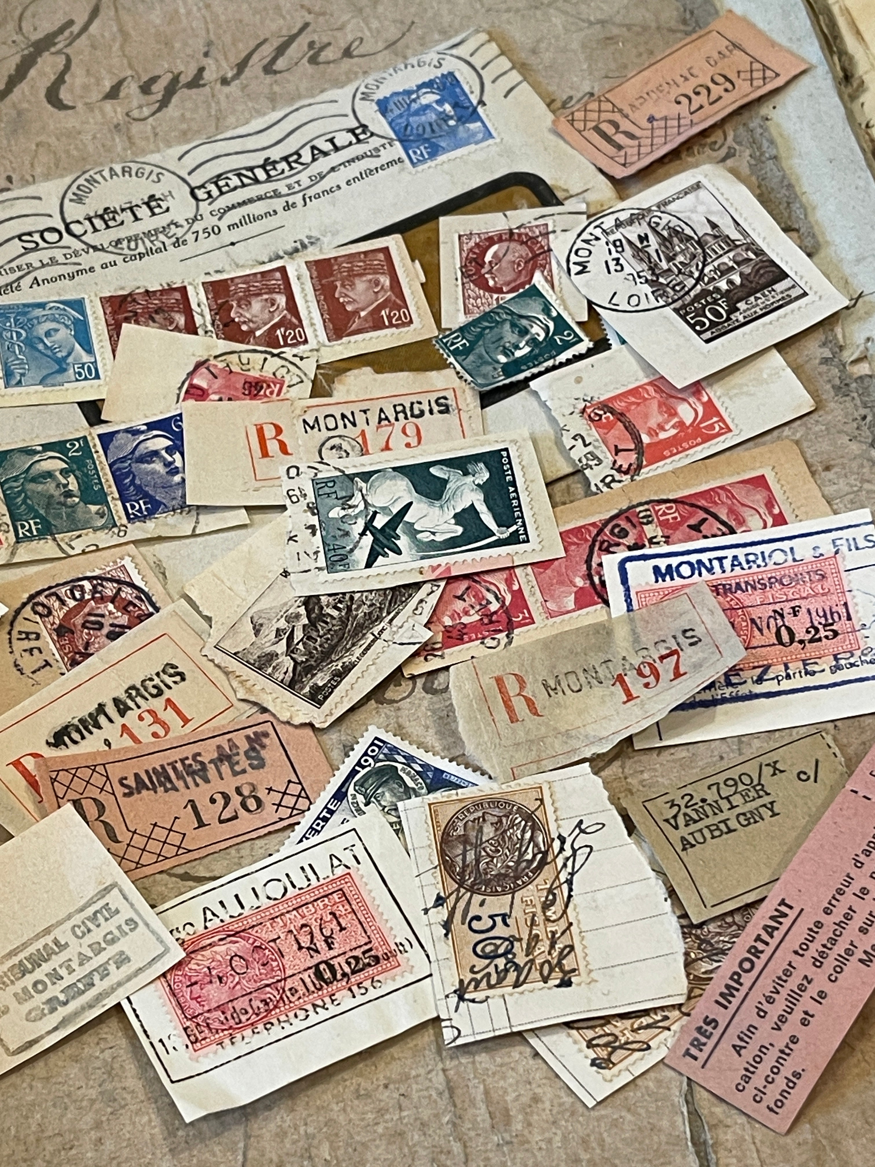 Antique French "Societe General" Envelope with Misc. Ephemera