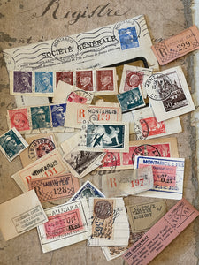 Antique French "Societe General" Envelope with Misc. Ephemera