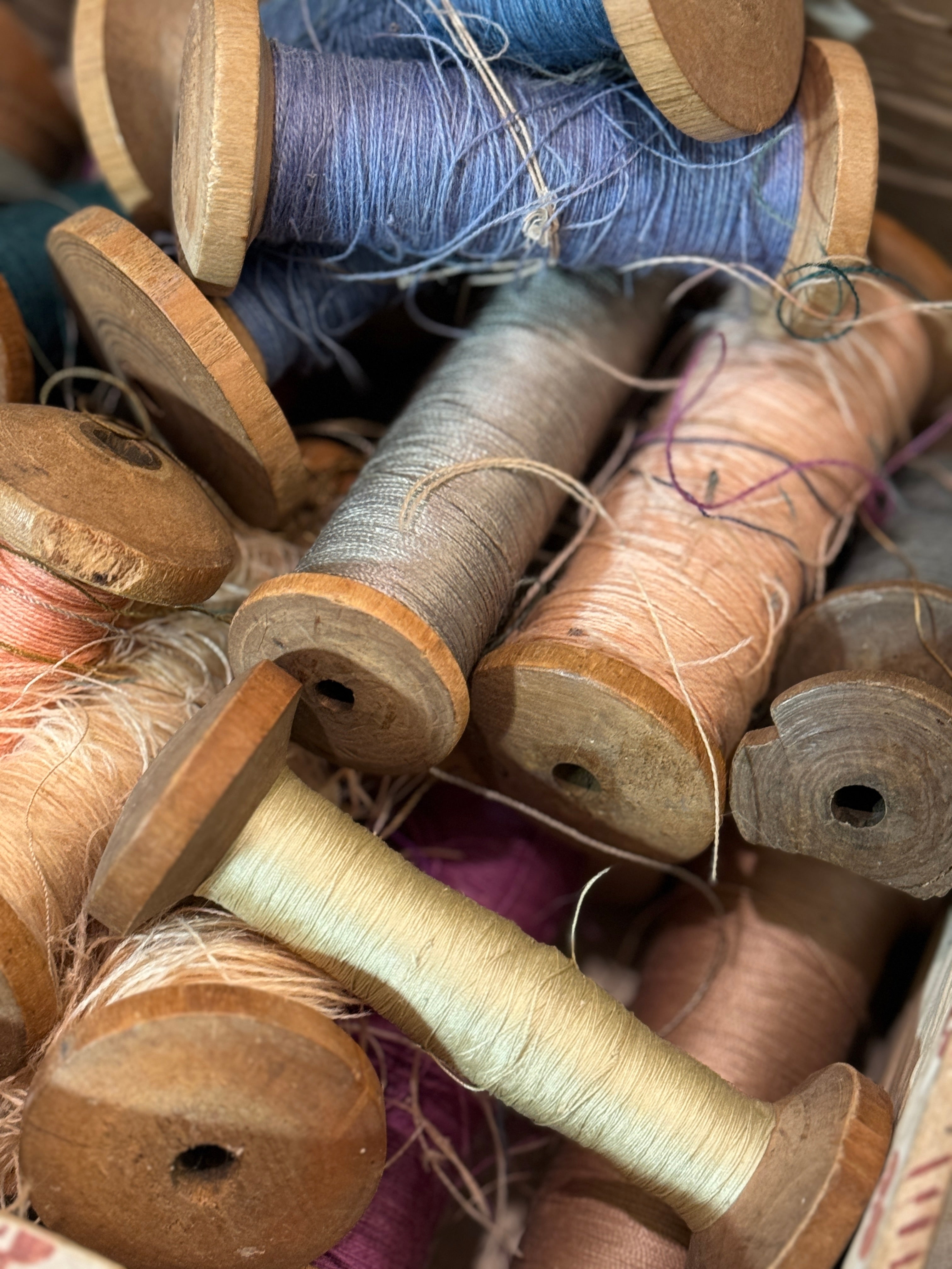 Antique French Wooden Bobbin/Spools