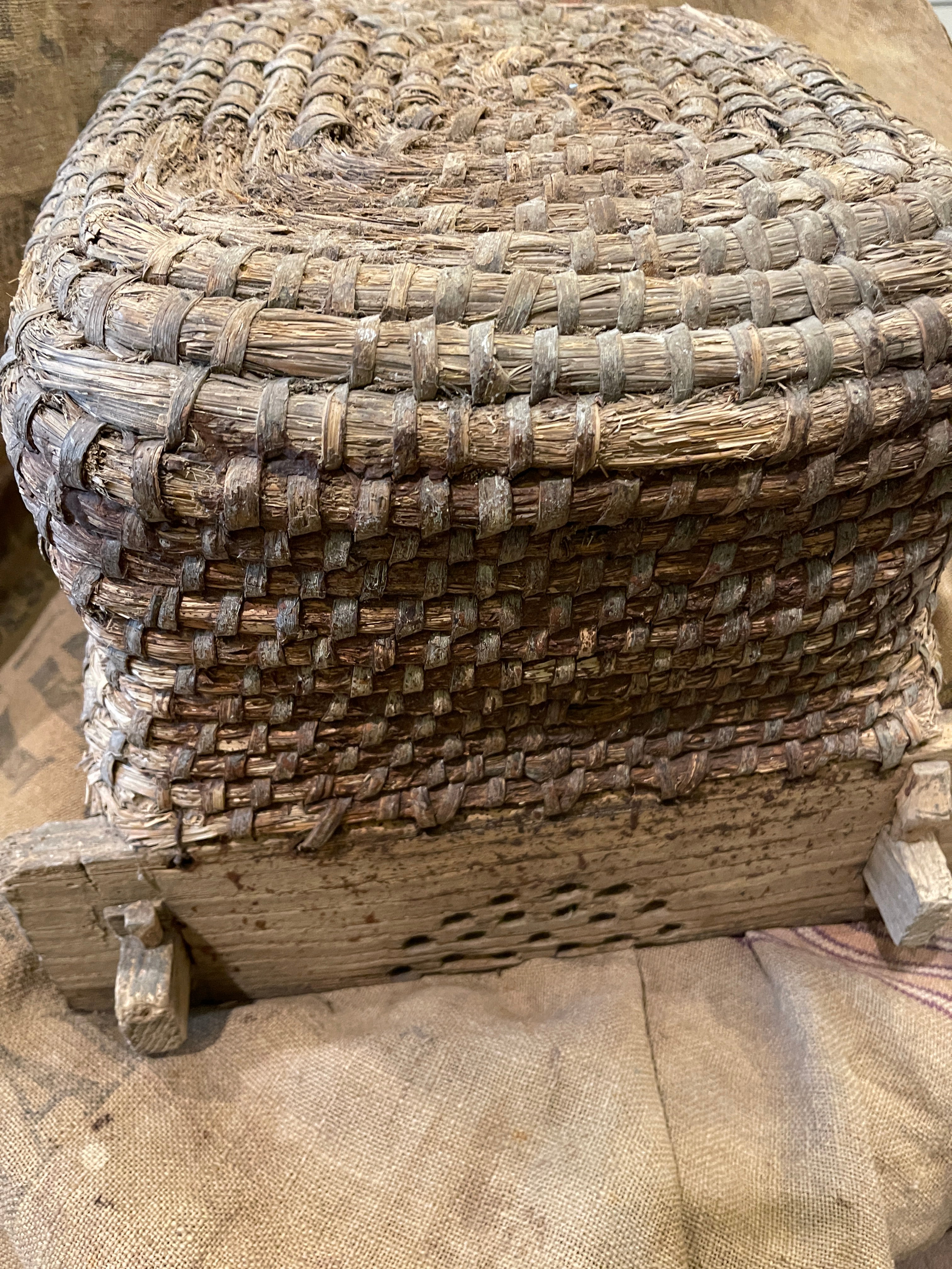Antique French SQUARE Beeskep