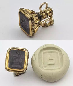 Antique 1800's Victorian Amethyst Stag Seal