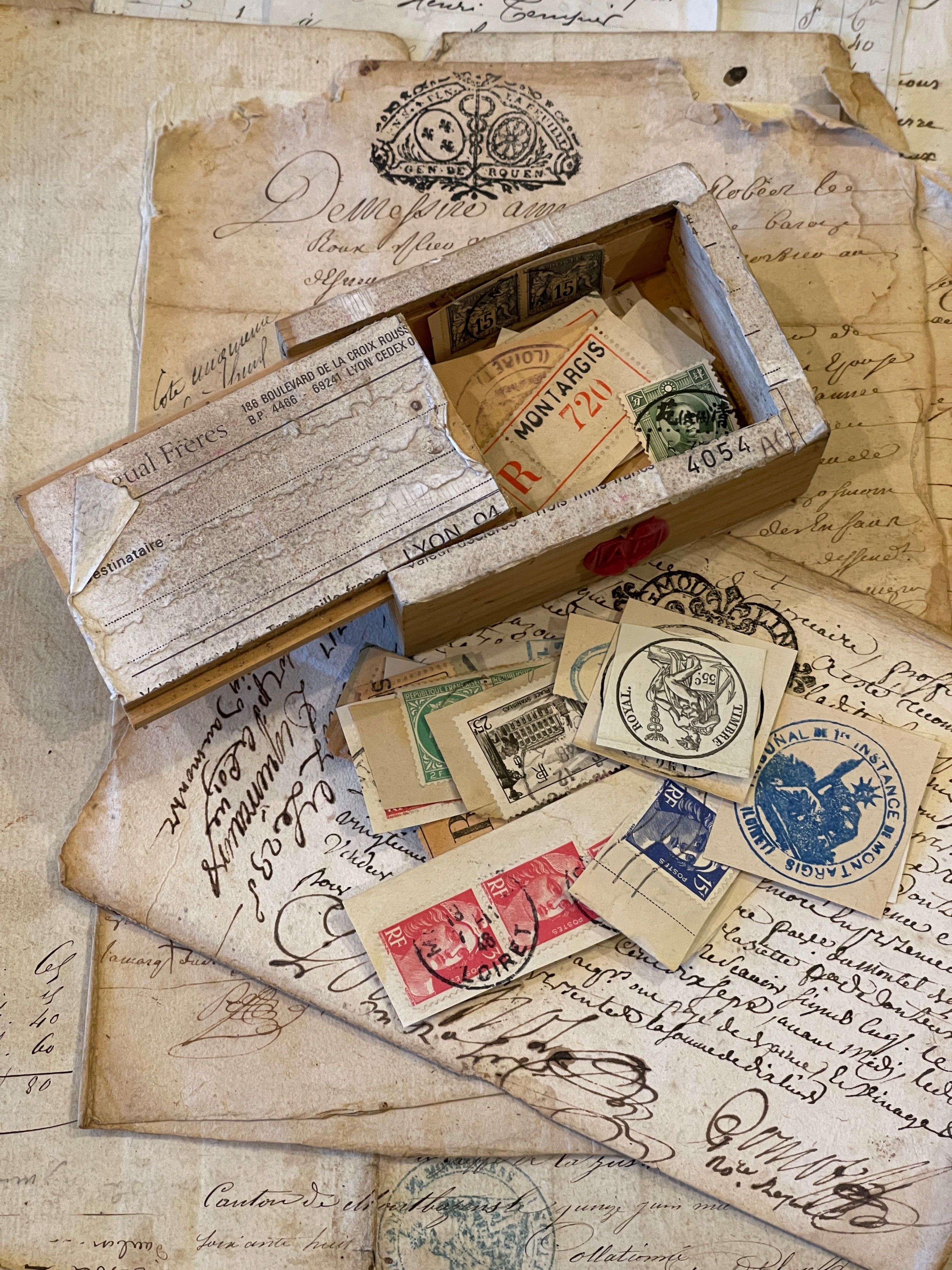 Assorted Stamps in a French Box