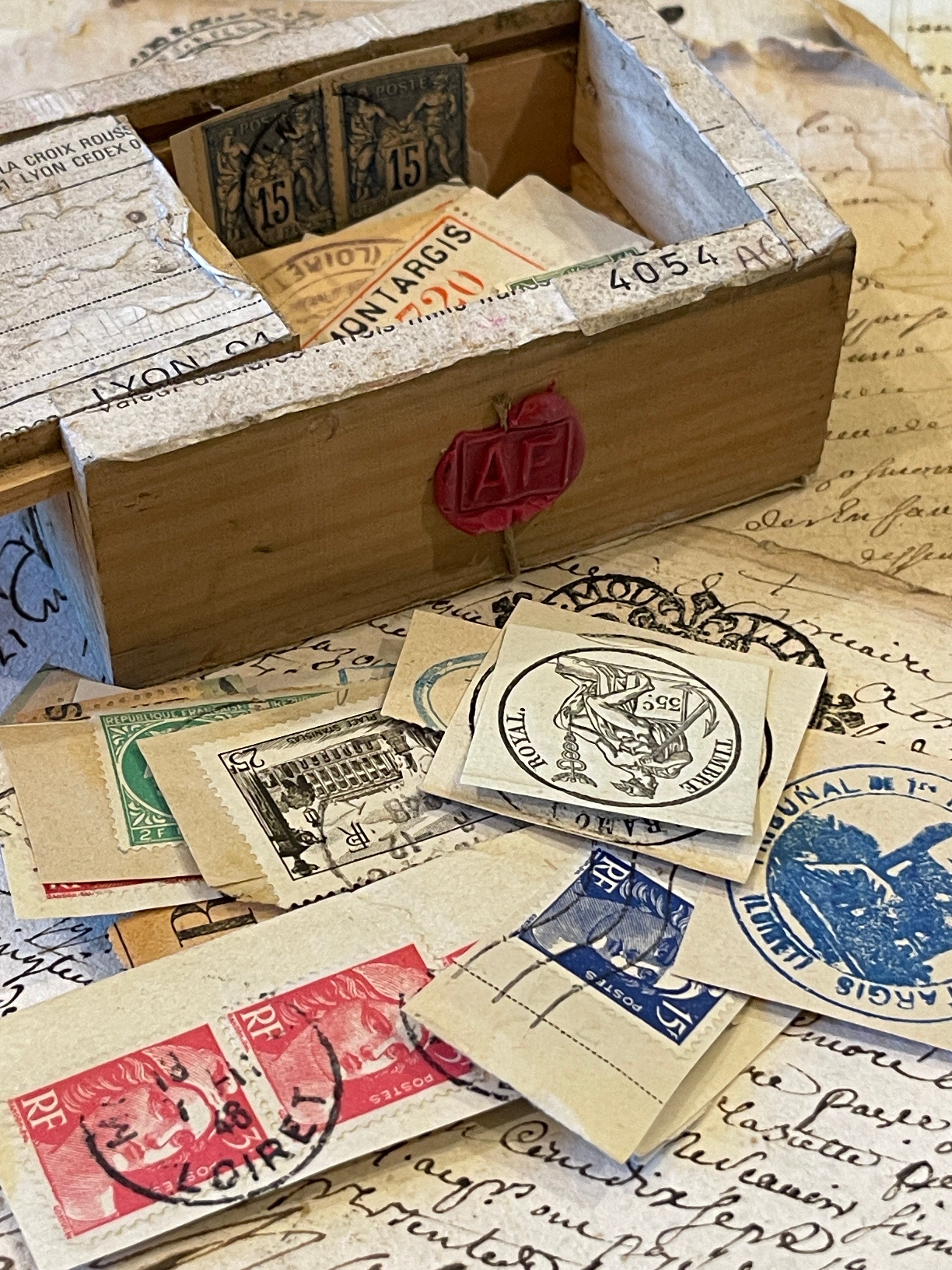 Assorted Stamps in a French Box