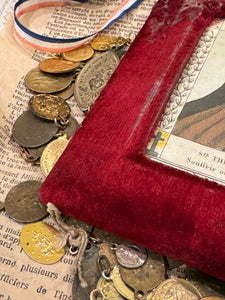 Early 1800s French Religious Icon - STE THERESE in Red Velvet