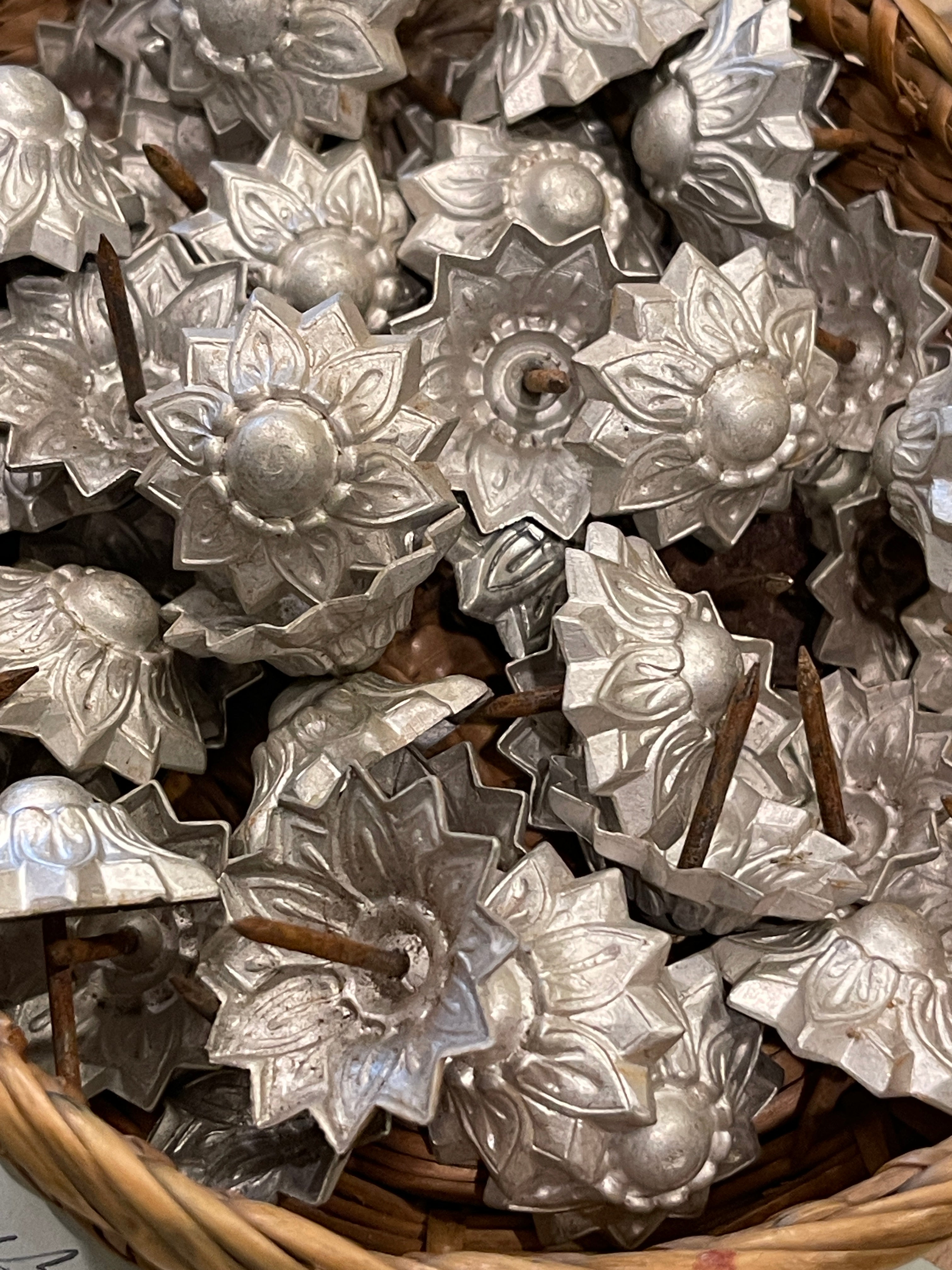 1800's Antique French Sunflower Upholstery Tacks