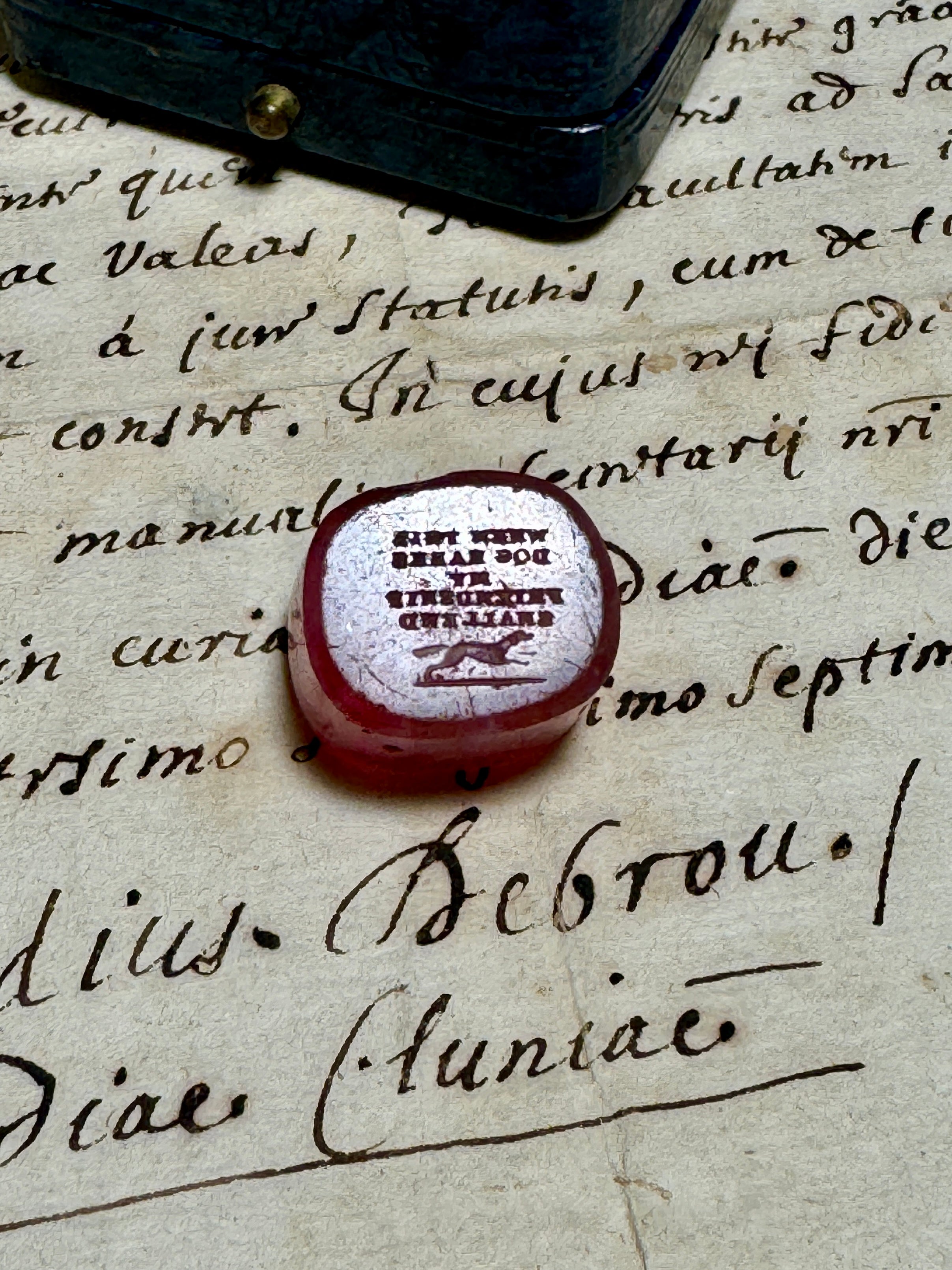 Antique Victorian Pink Glass Intaglio Loose Seal - Tassie