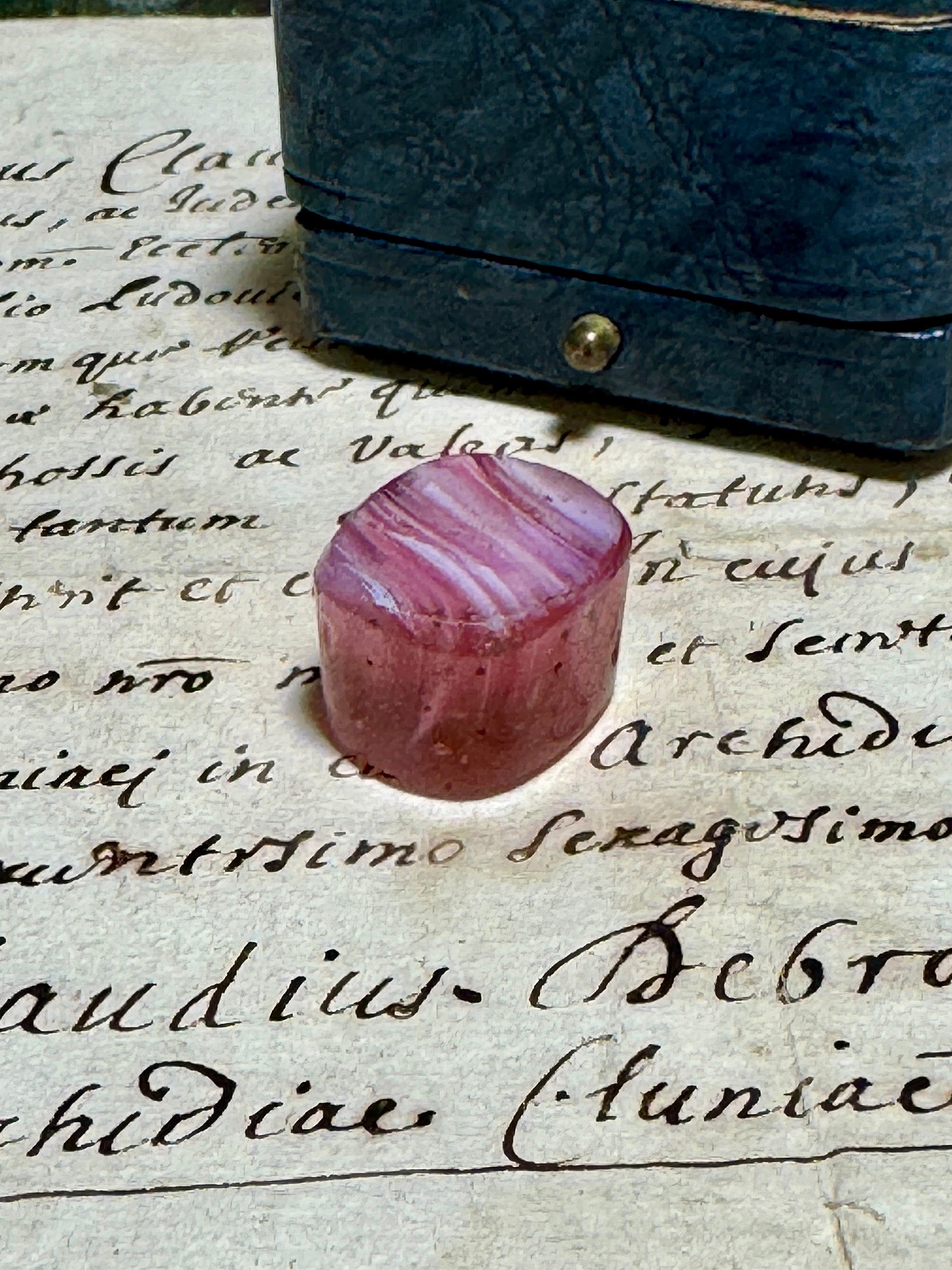 Antique Victorian Pink Glass Intaglio Loose Seal - Tassie