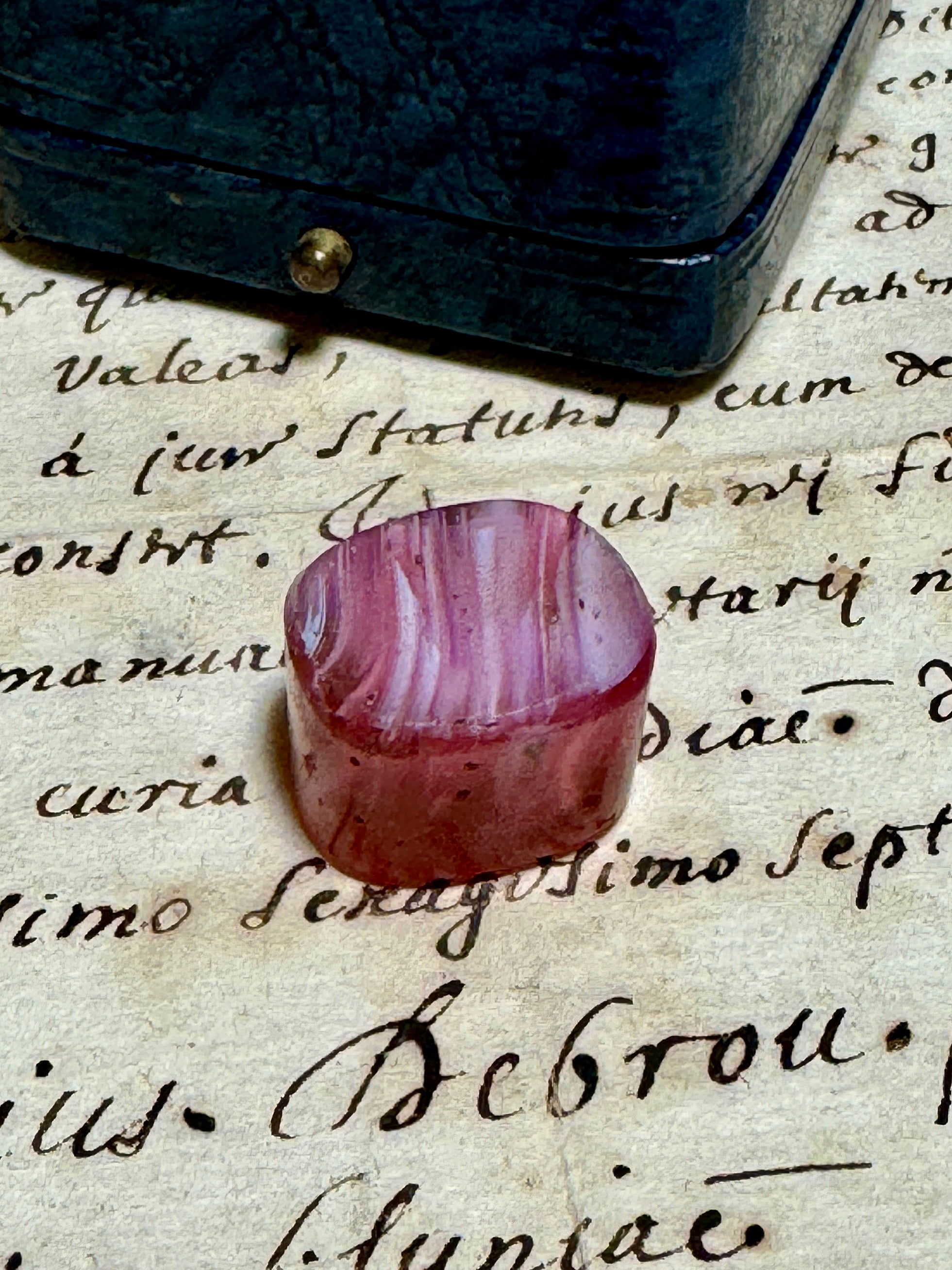 Antique Victorian Pink Glass Intaglio Loose Seal - Tassie