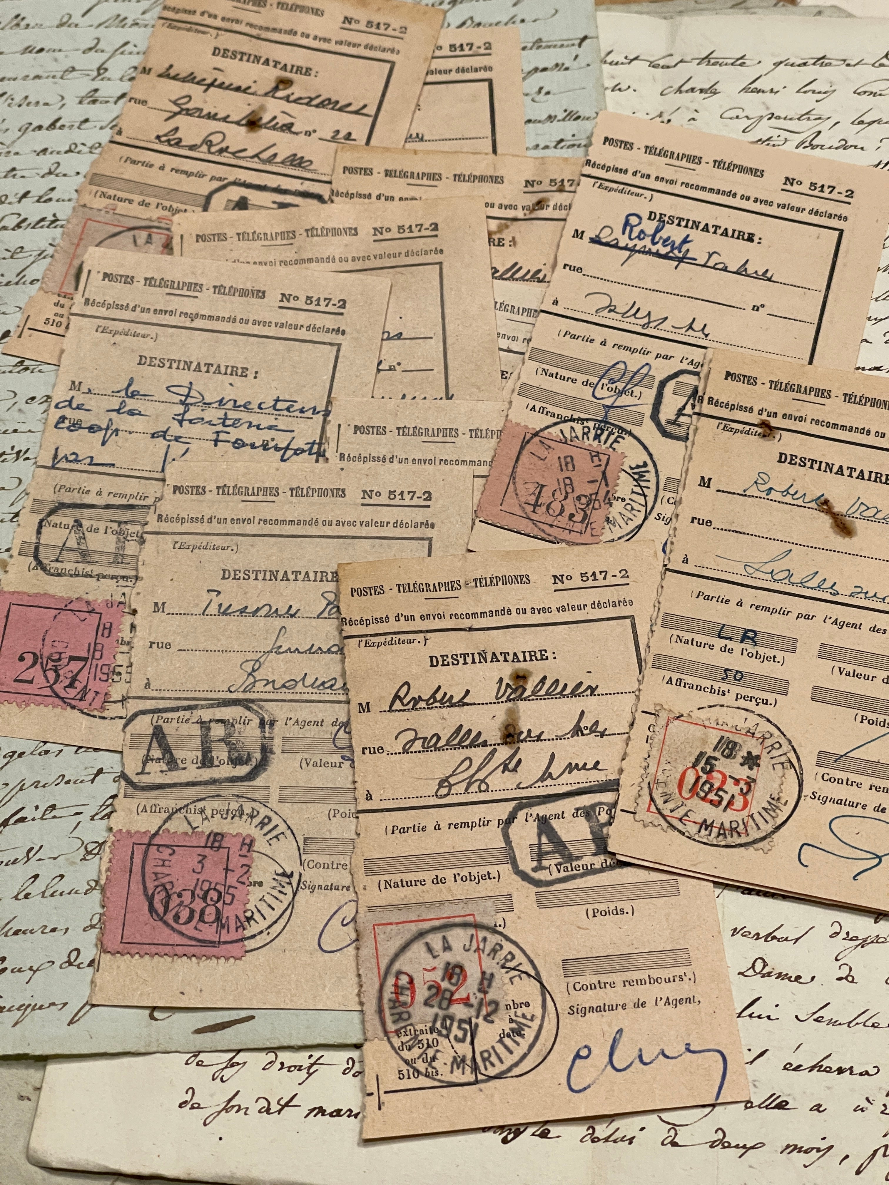 Antique French Postes, Telegraphes and Telephones Receipts