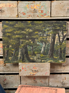 Lovely Antique French Trees in the Forest Painting