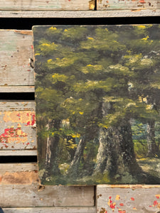 Lovely Antique French Trees in the Forest Painting