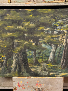 Lovely Antique French Trees in the Forest Painting