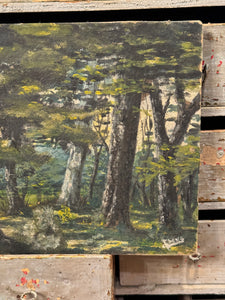 Lovely Antique French Trees in the Forest Painting