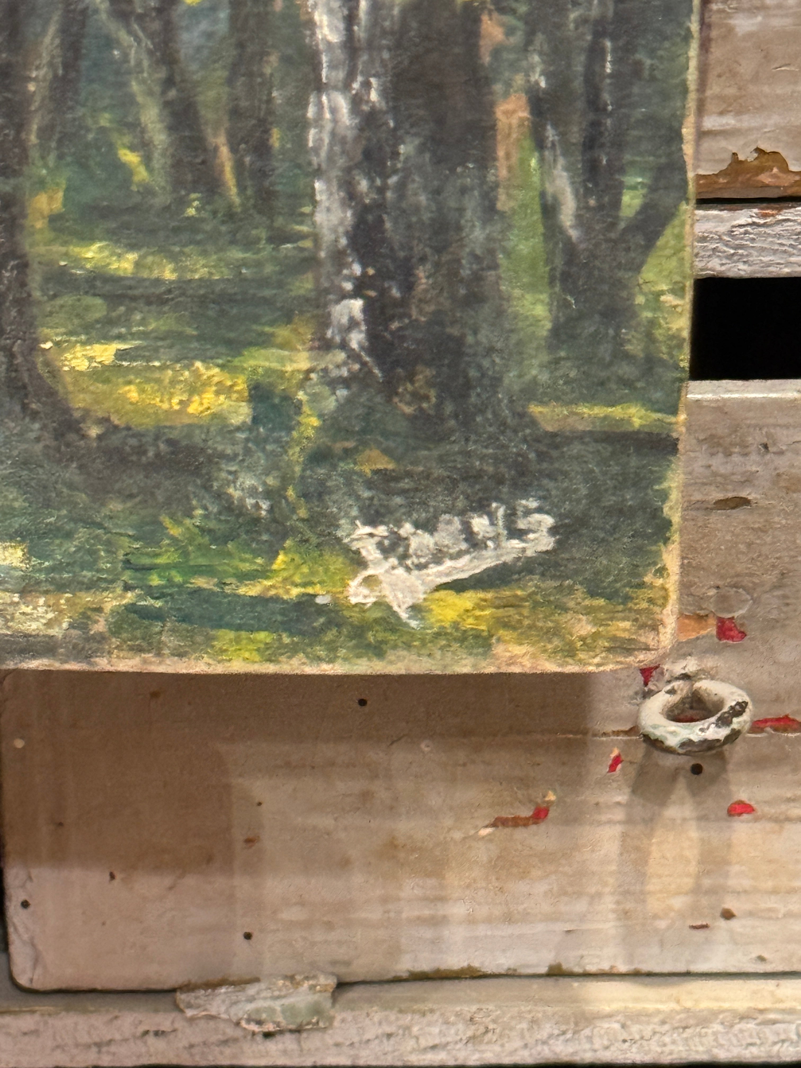 Lovely Antique French Trees in the Forest Painting