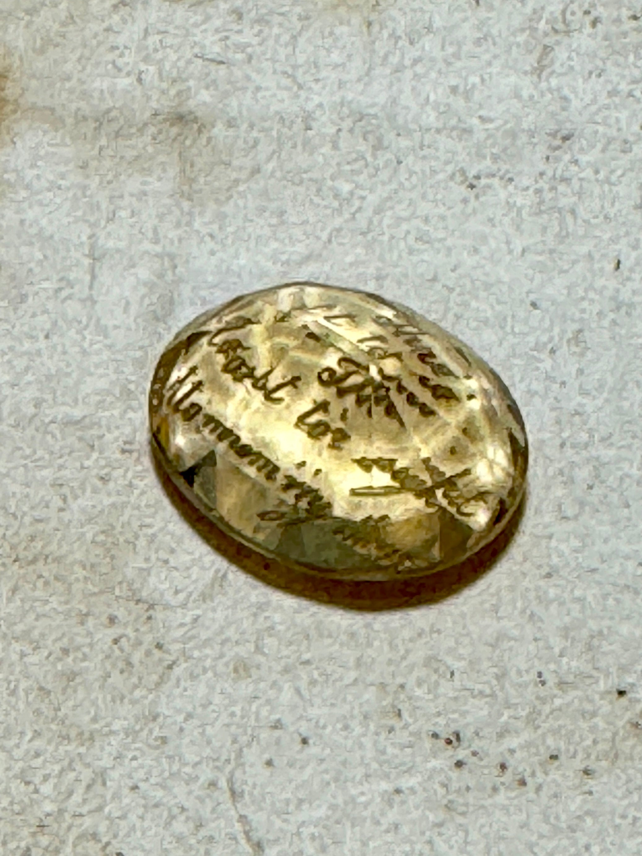 Anitque 1850s Victorian Cut Glass Motto Intaglio Seal