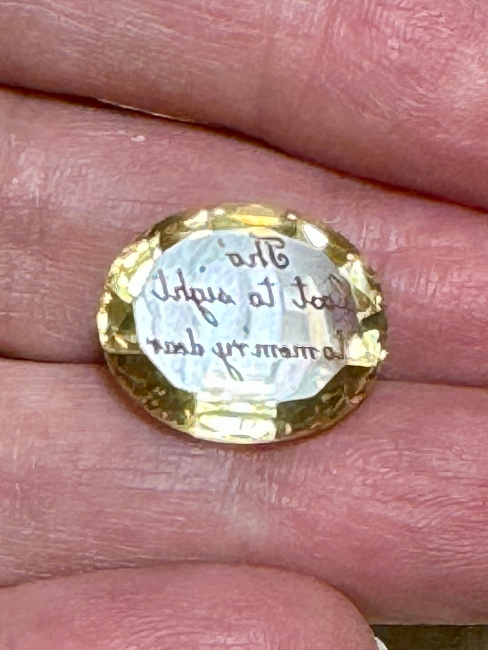 Anitque 1850s Victorian Cut Glass Motto Intaglio Seal