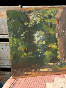 Darling Antique Timeworn French Forest Painting