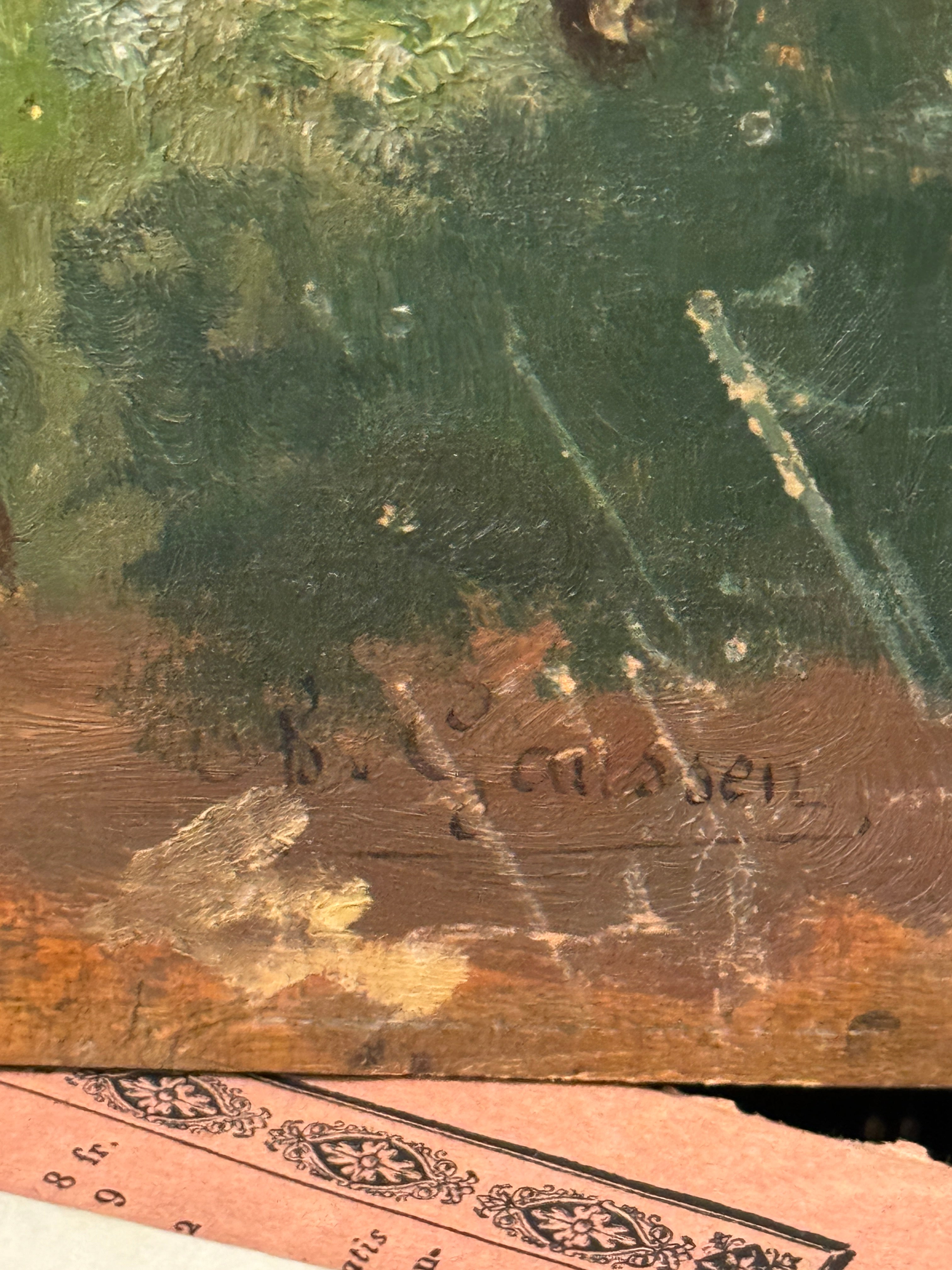 Darling Antique Timeworn French Forest Painting
