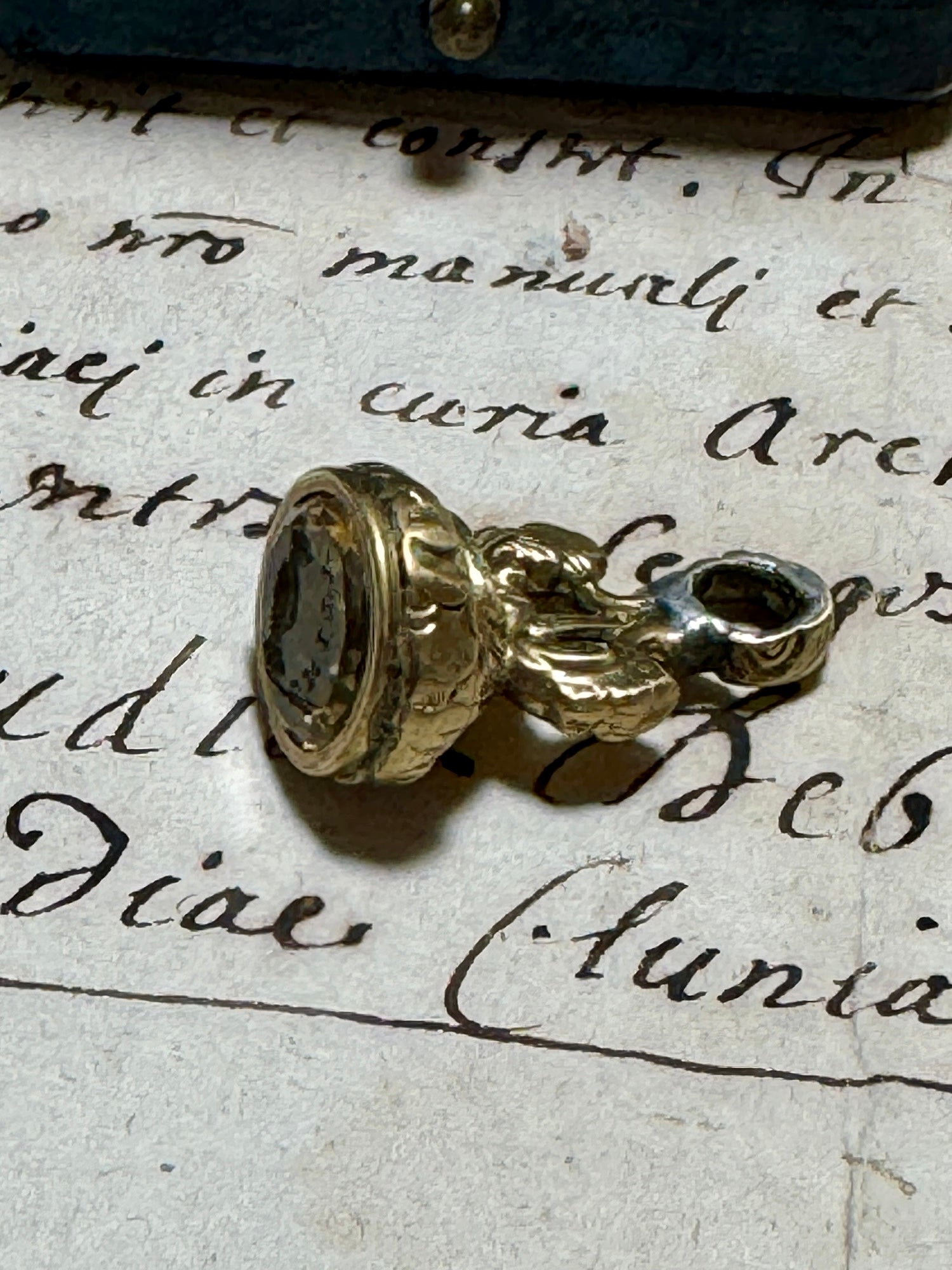 Anitque 1800s Georgian Citrine Motto Intaglio Seal - UNITY