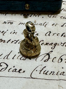 Anitque 1800s Georgian Citrine Motto Intaglio Seal - UNITY