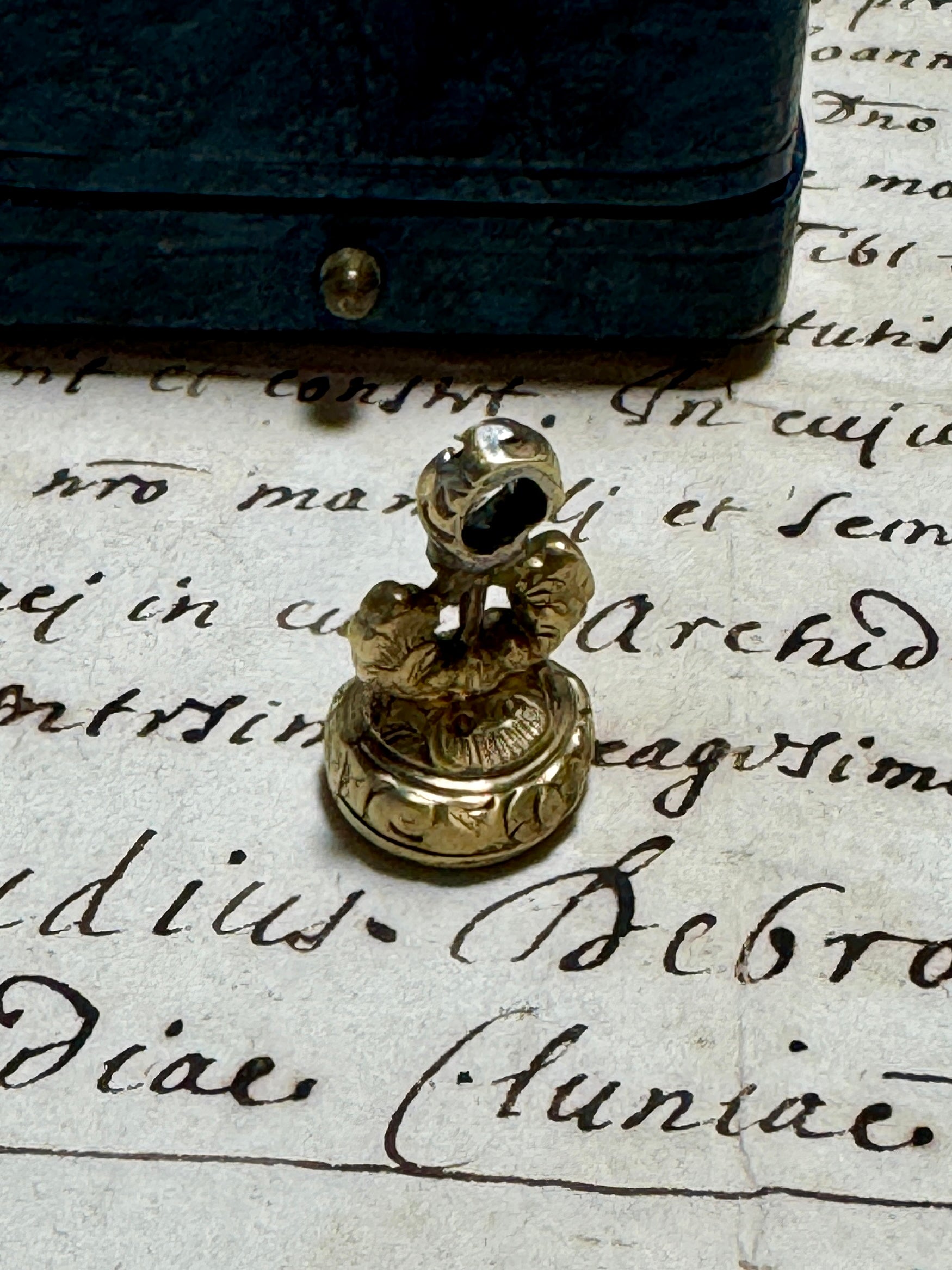 Anitque 1800s Georgian Citrine Motto Intaglio Seal - UNITY