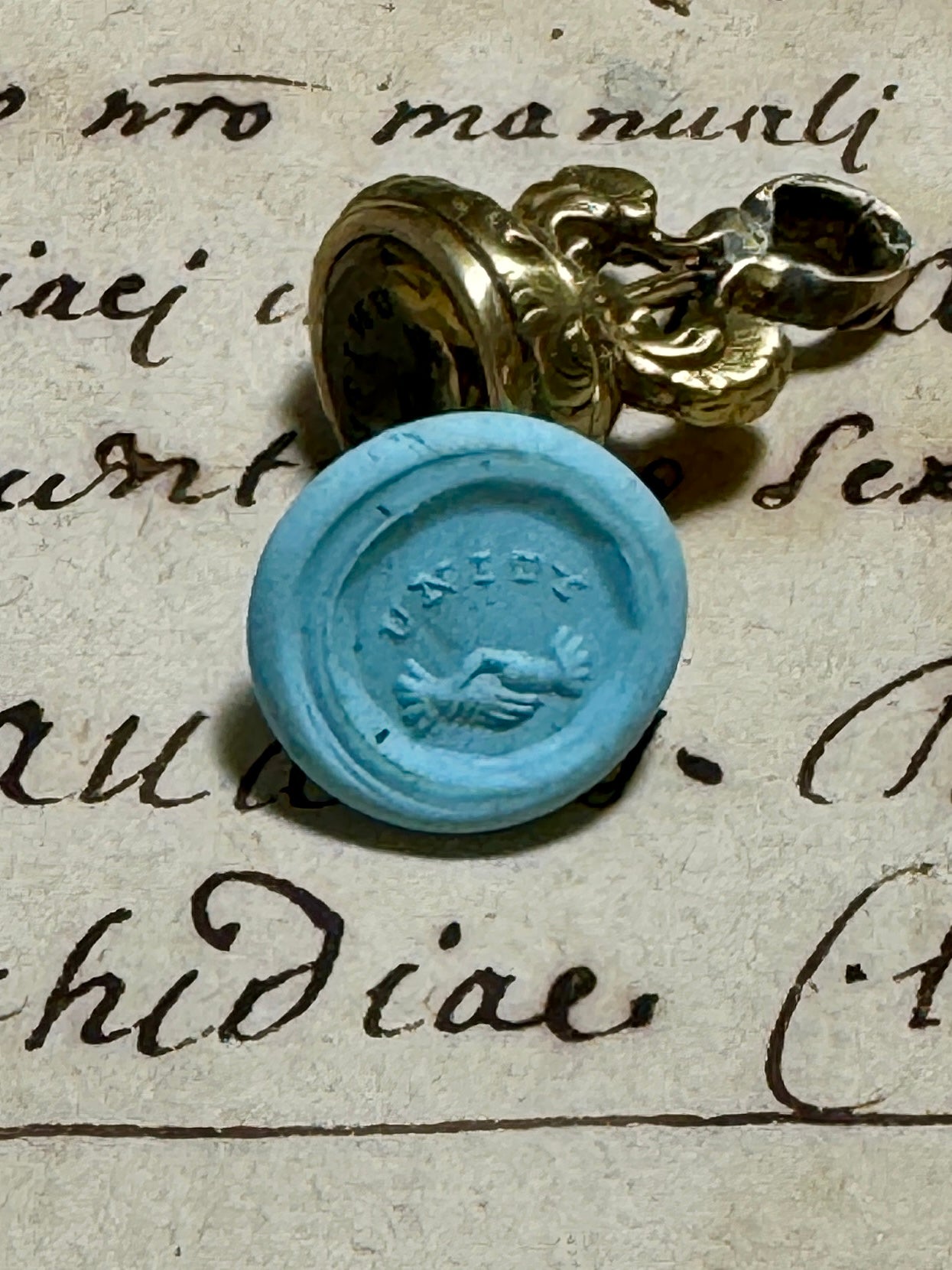 Anitque 1800s Georgian Citrine Motto Intaglio Seal - UNITY