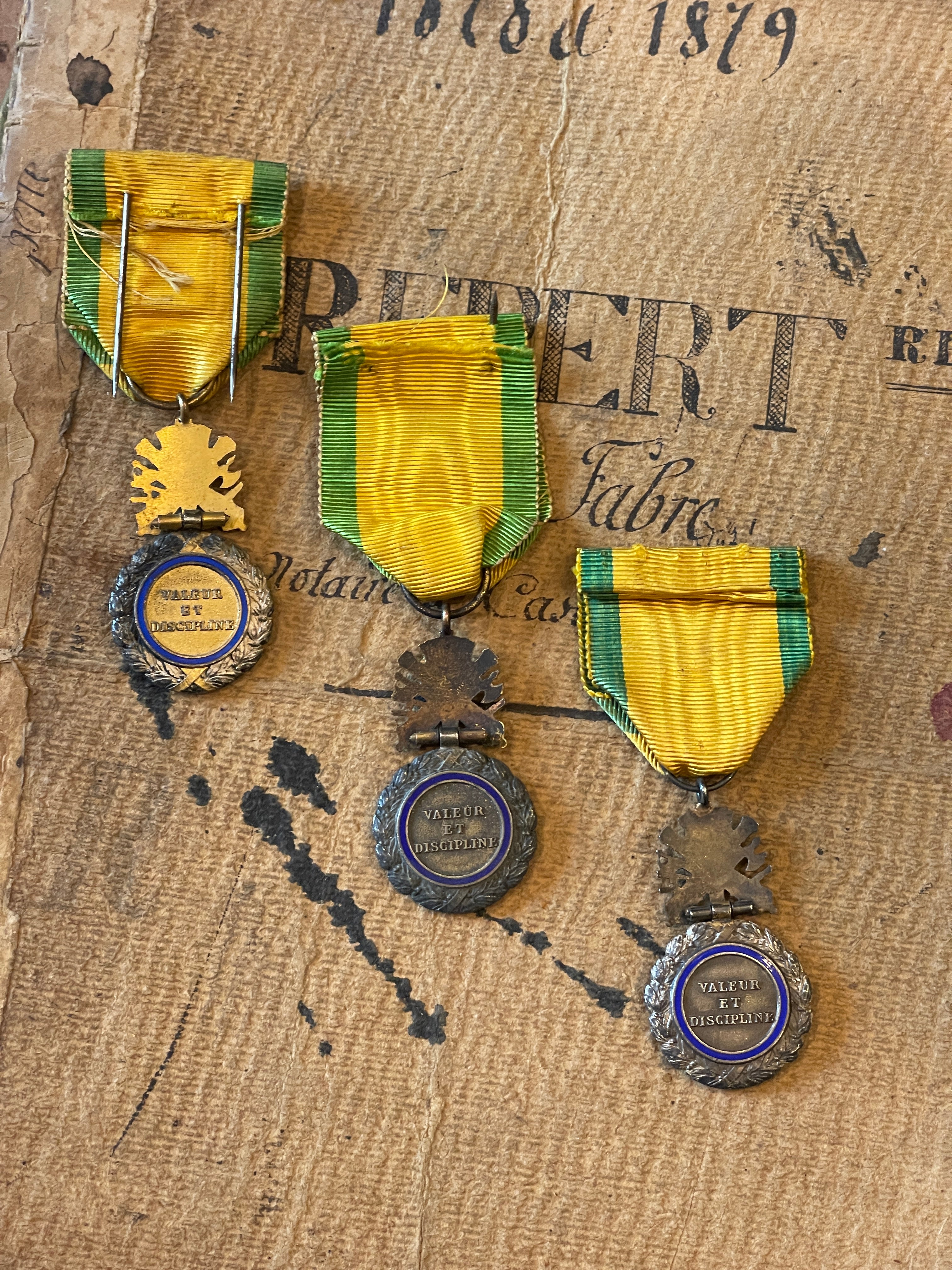 Antique circa 1870 French Medals for Valor and Discipline