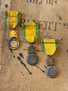 Antique circa 1870 French Medals for Valor and Discipline