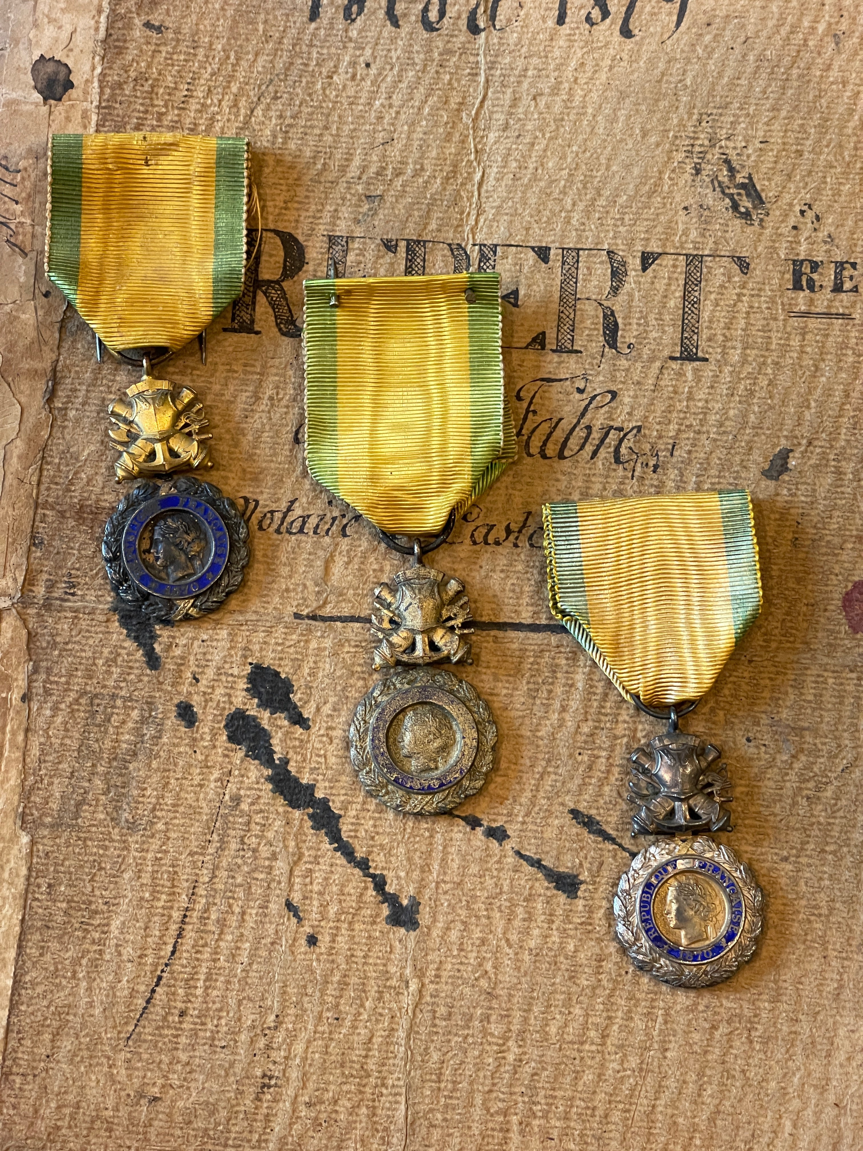 Antique circa 1870 French Medals for Valor and Discipline