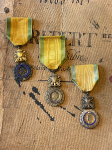Antique circa 1870 French Medals for Valor and Discipline