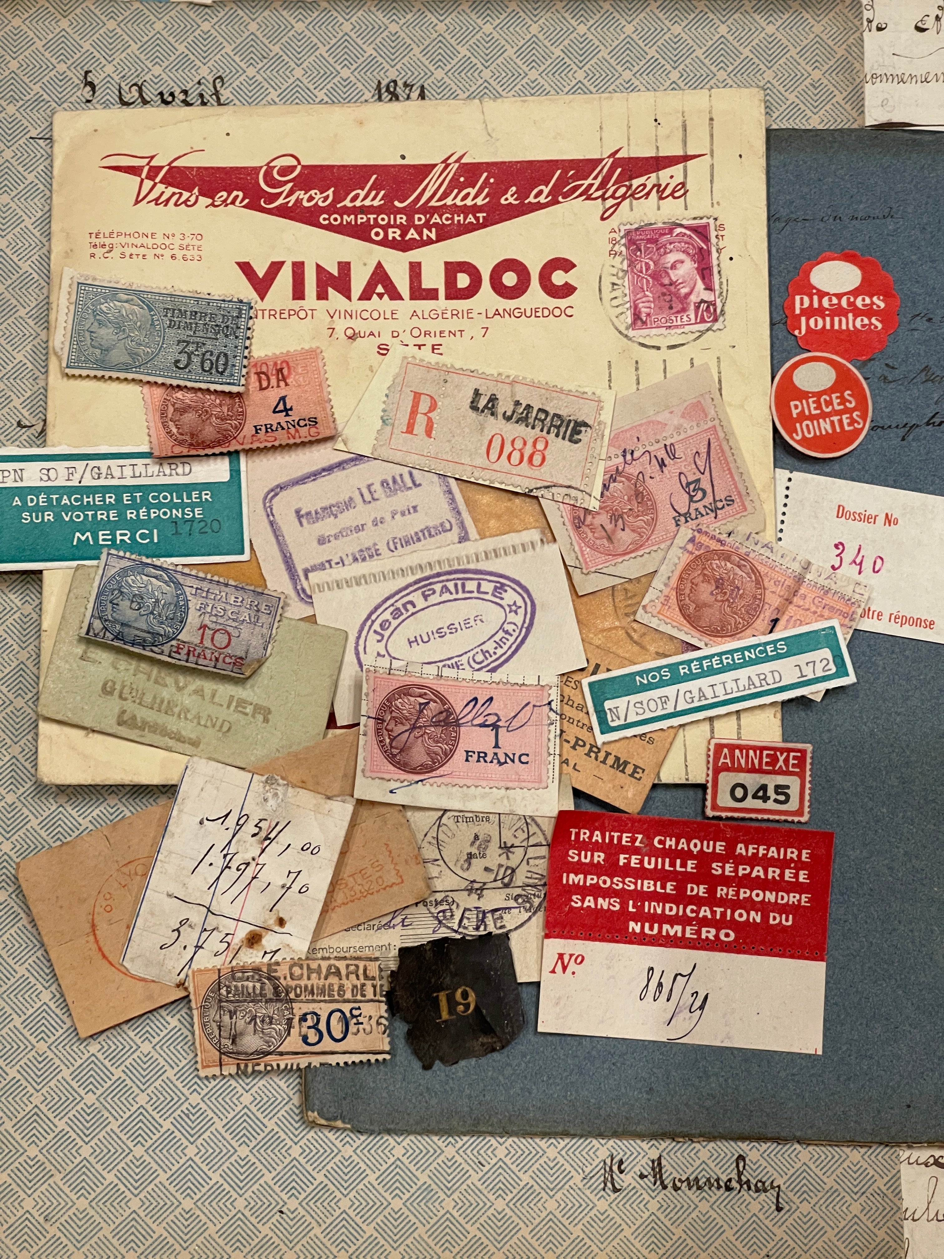 Antique French Envelope with Misc. Ephemera