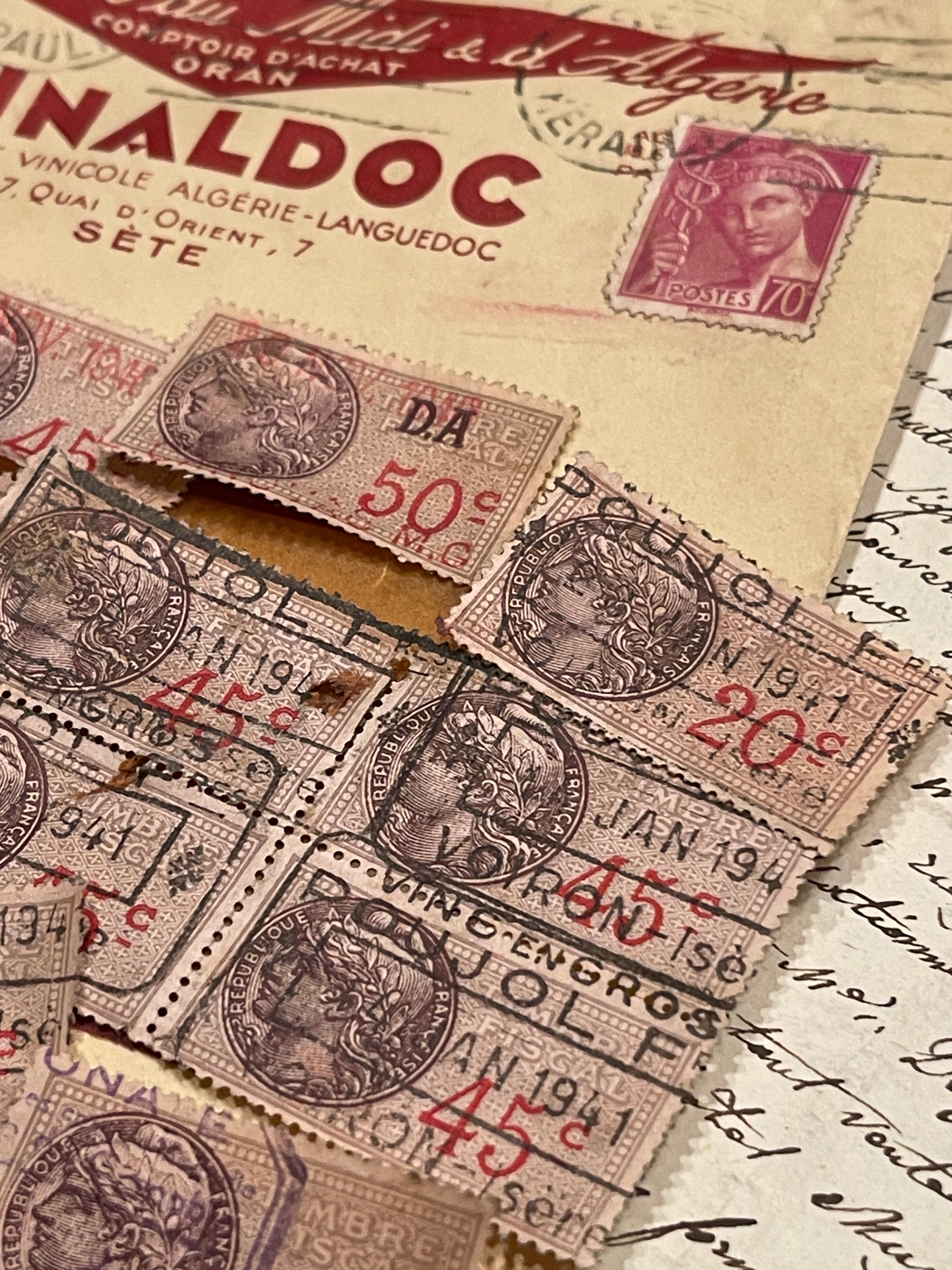 Antique VINALDOC French Envelope with Stamps