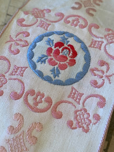 Vintage French Embroidered Pink & Purple Ribbon Trims