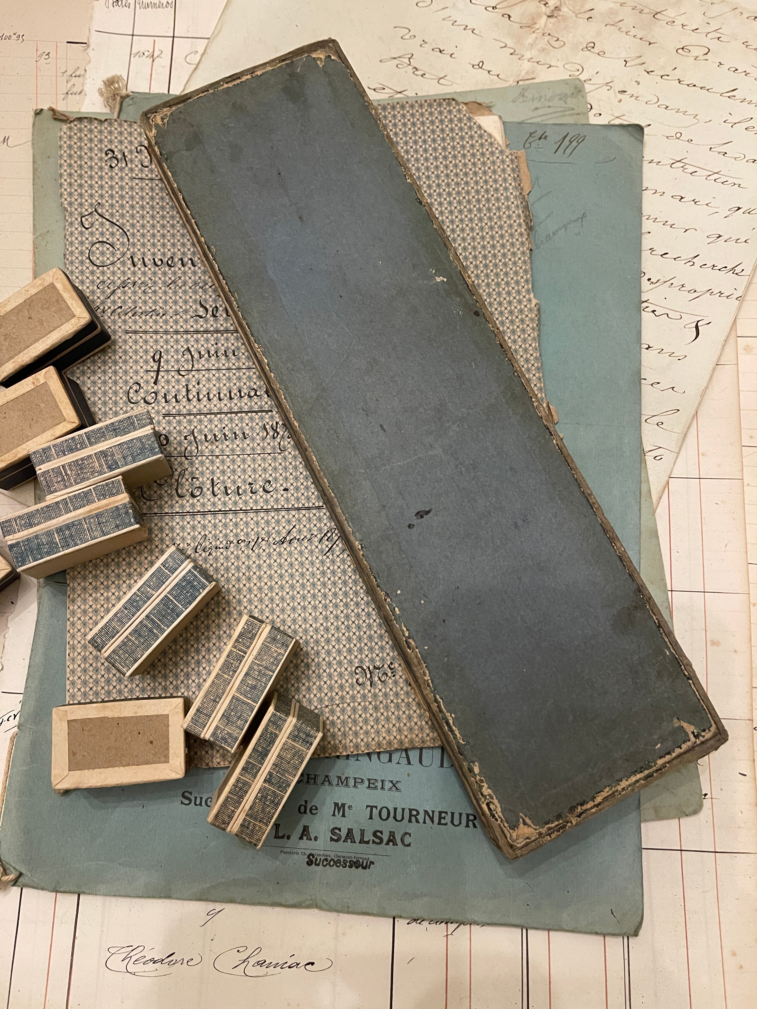 Original Rectangle Antique  French Paper Boxes