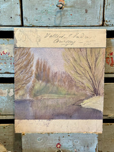 Antique Original 1800s Double-Sided French Watercolor