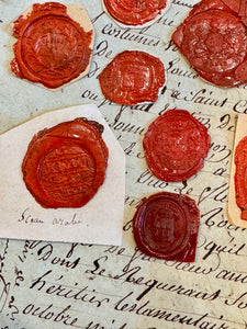 Large French 1700s - 1800s Wax Seal Collection - Red A3