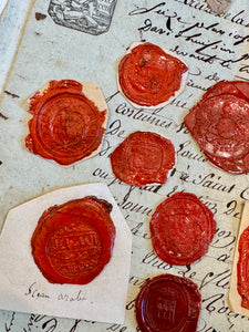 Large French 1700s - 1800s Wax Seal Collection - Red A3