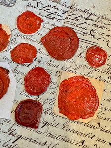 Large French 1700s - 1800s Wax Seal Collection - Red A3