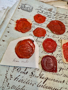 Large French 1700s - 1800s Wax Seal Collection - Red A3