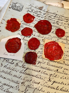 Large French 1700s - 1800s Wax Seal Collection - Red A3