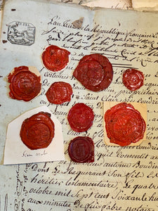 Large French 1700s - 1800s Wax Seal Collection - Red A3