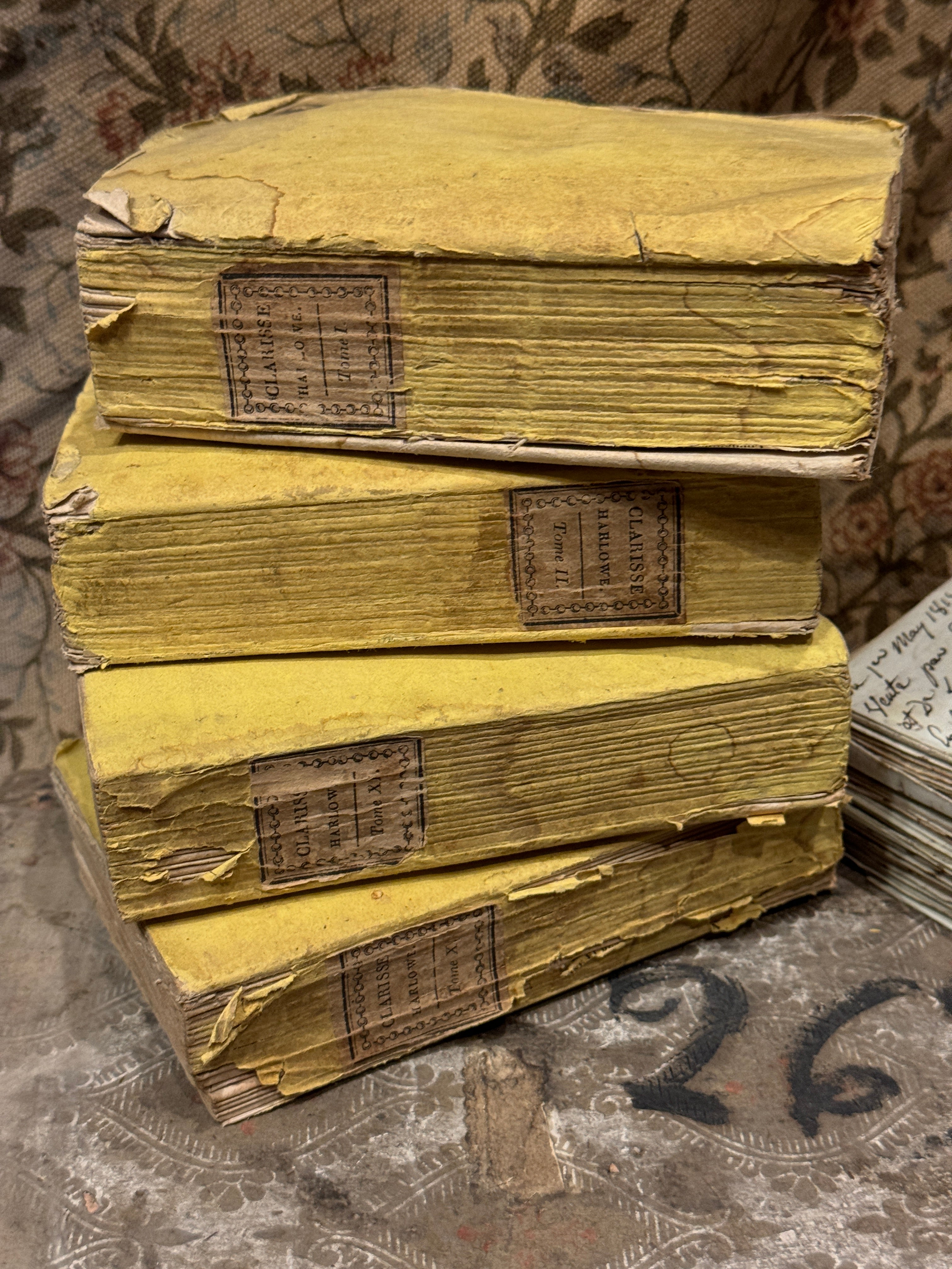 Antique Early 1800's French Deckled Edge Books