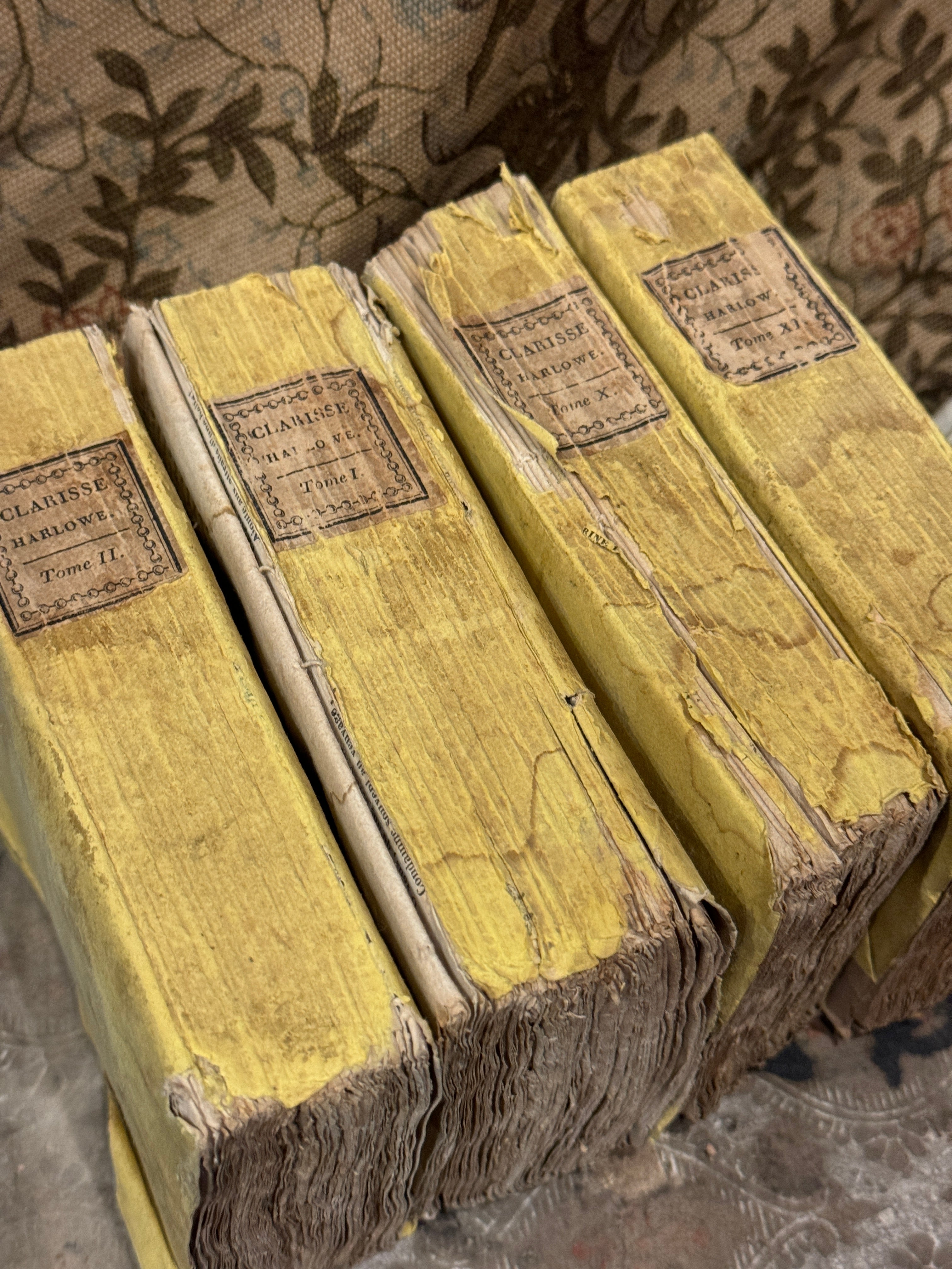 Antique Early 1800's French Deckled Edge Books
