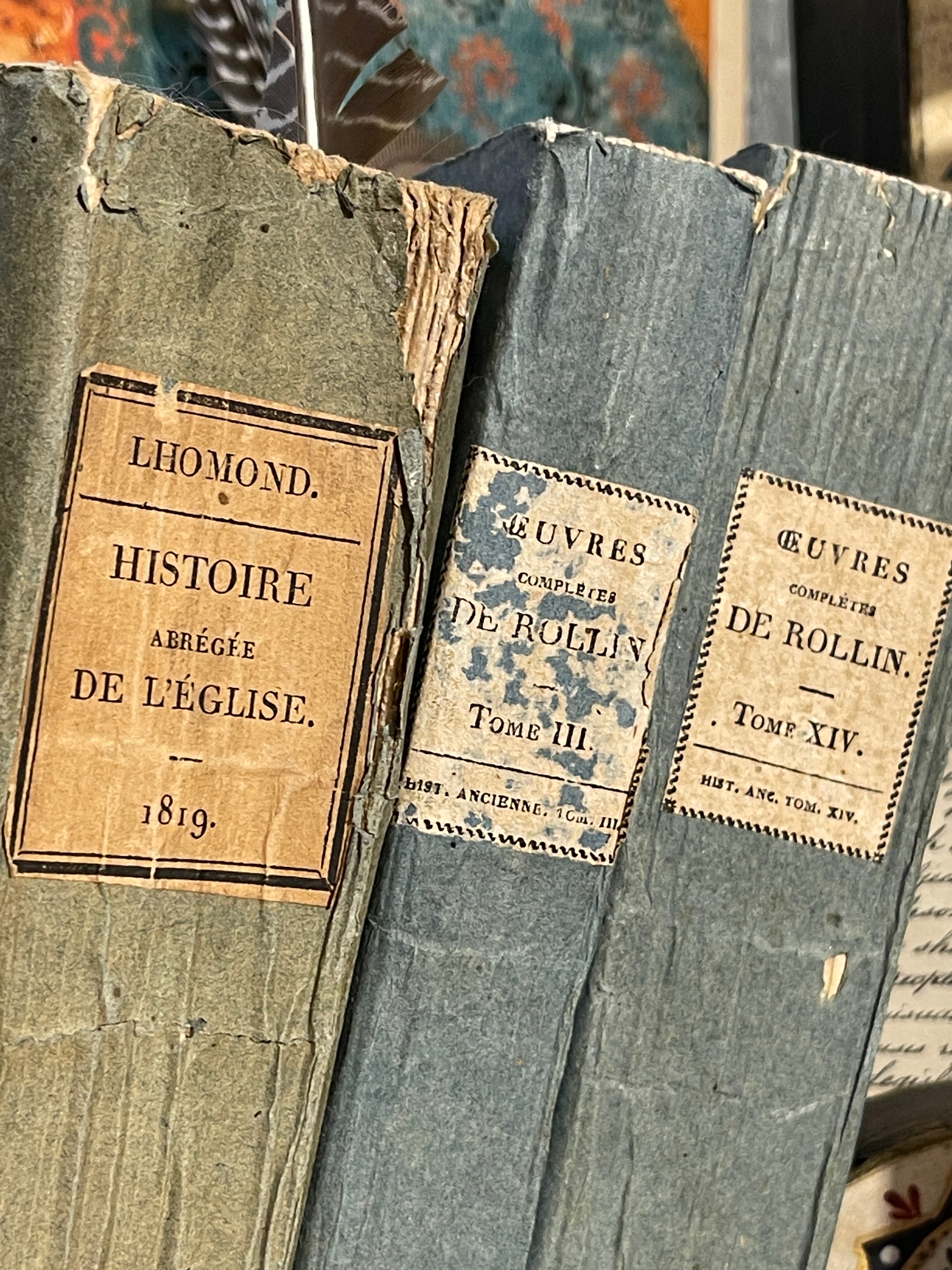 Antique 1800's BLUE French Deckled Edge Books
