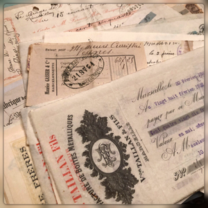 Set of 5 Assorted Antique French Receipts