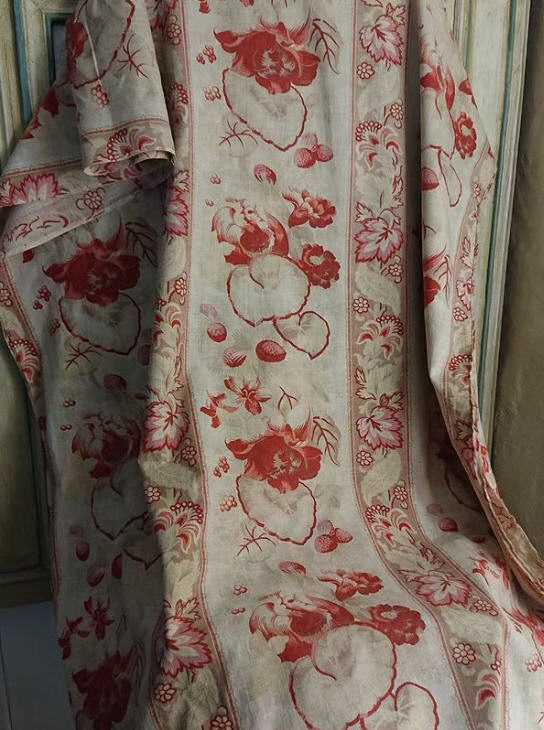 Exotic Fruits & Flowers French Textile - 1880's