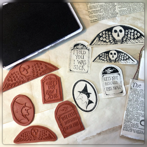 Red Rubber Halloween Unmounted Stamps