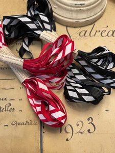 Red or Black Candy Cane Striped Ribbons