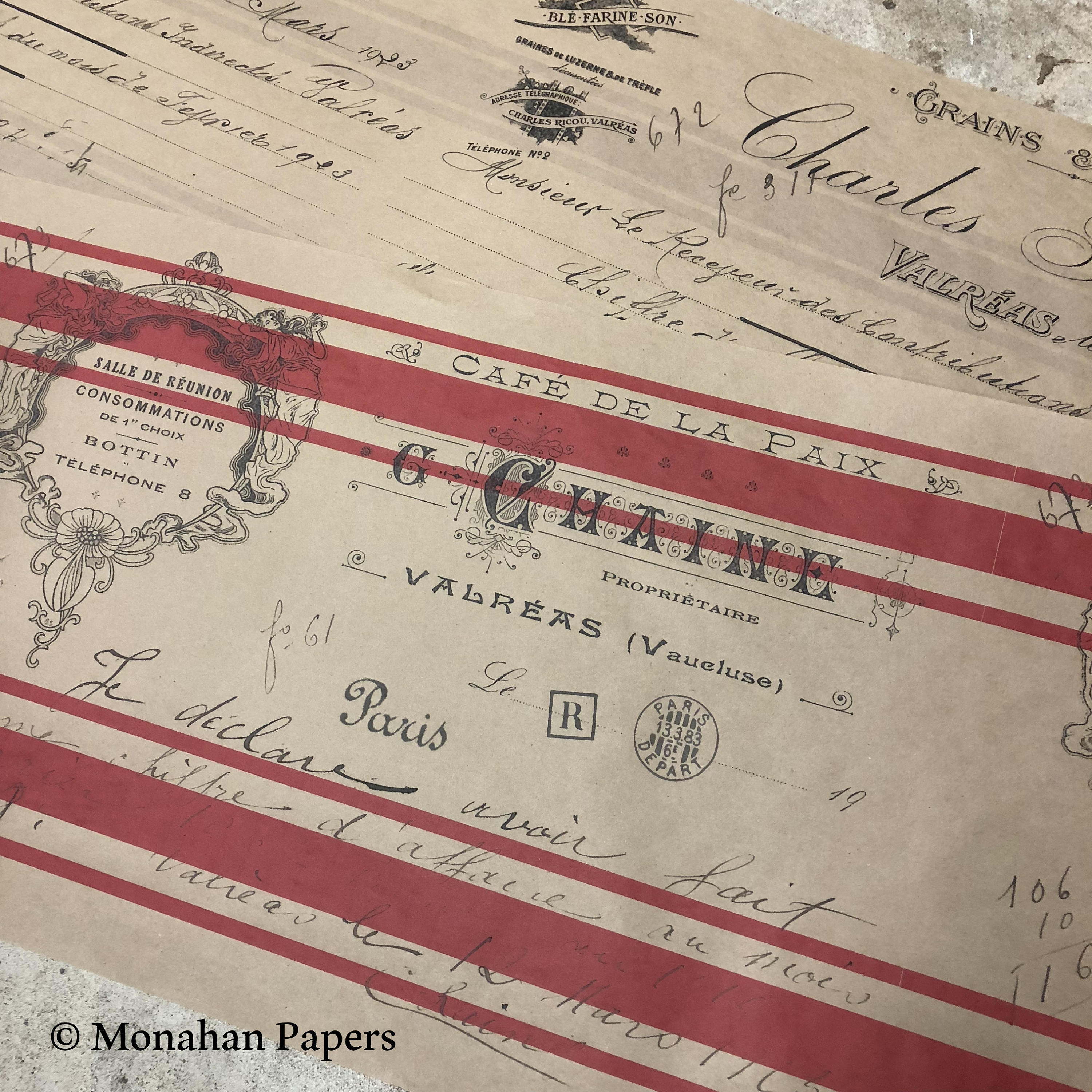 French Receipt Red Stripe "Grain Sack" LOOK - Wrapping Paper - Table Runner